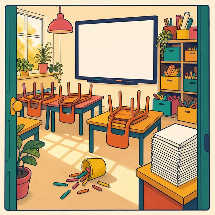 Illustratie van een klaslokaal